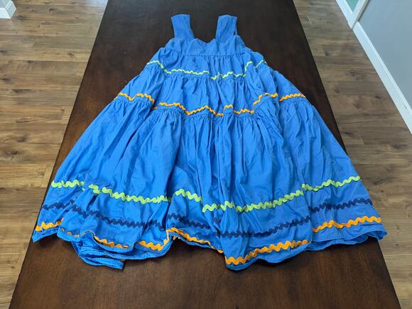 Anthropologie Dresses & Skirts - Anthropologie Blue Tiered Ruffle Dress with Contrasting Trim